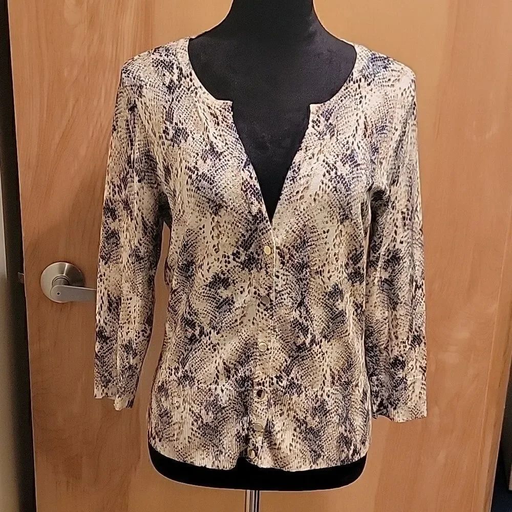 WHBM snakeskin print short cardigan size M
